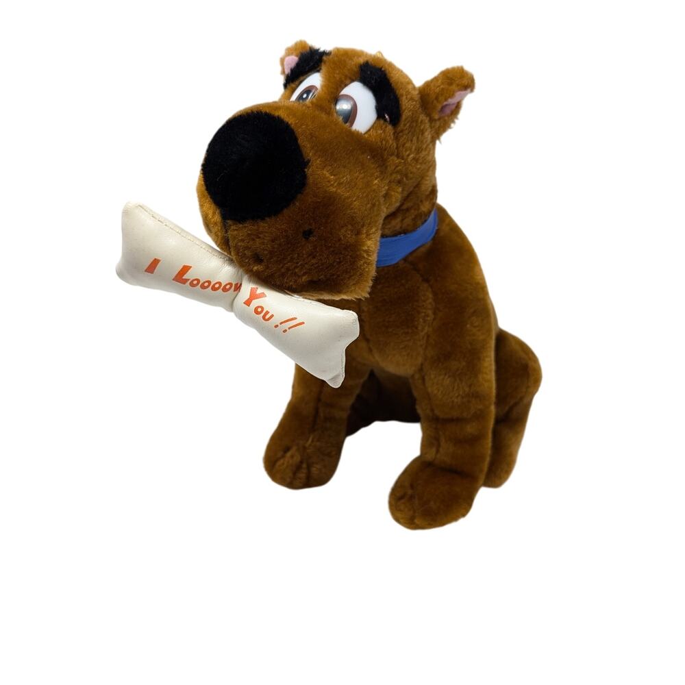 Vintage Scooby Doo Dog Stuffed Animal Plush Toy "I‎ Love You' Bone